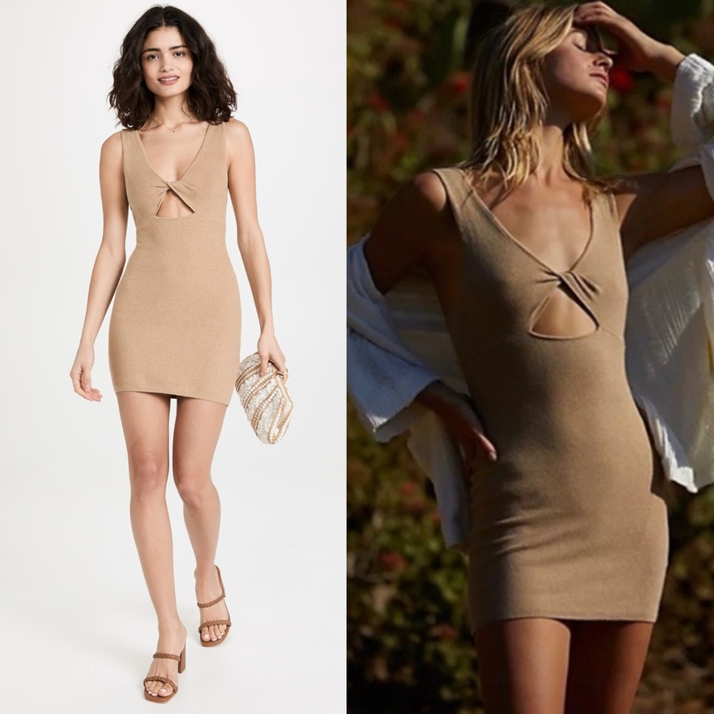 NWT Free People Islander Sleeveless Knit Mini Dress in Sand Heather sz M fits S